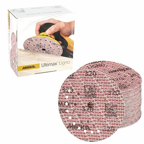 Mirka Schleifscheiben Ultimax Ligno Ø 125 mm Klett Multifit Korn 320 | Multi-Lochung für optimale Staubabsaugung ideal zum Schleifen von Holzoberflächen Korn 320 hoher Abtrag und lange Standzeit
