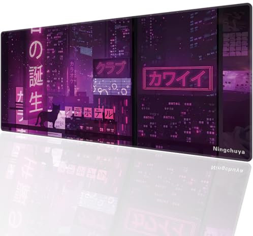 Ningchuya Tapis de souris de jeu XL avec base en caoutchouc antidérapant avec bords cousus, pour jeux, bureau et maison (70 x 300 mm, naissance EU07)