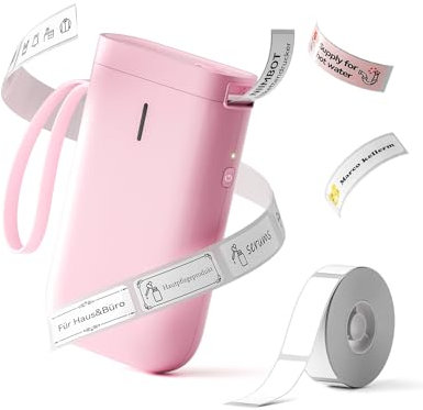 NIIMBOT Mini D11 Etikettendrucker, Tragbarer Bluetooth Etikettiergerät Beschriftungsgerät Selbstklebend, Sticker Drucker Label Printer mit iOS Android, Geeignet für Zuhause Schule Büro, Rosa