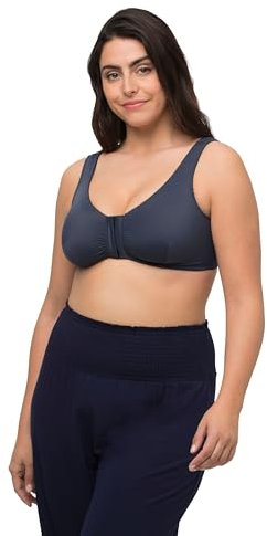 Ulla Popken Damen Bustier, Vorderverschluss, Cup C/D-E/F, Undurchsichtige, schwarz, 115