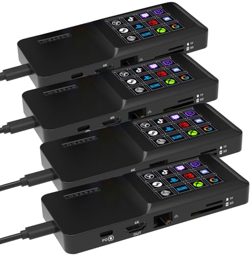 Xystec Streamdeck Mini: 4er Software-Controller & Dock mit Touch-Display, HDMI-Port, 3xUSB,LAN (Steam Deck, Controller für Office)