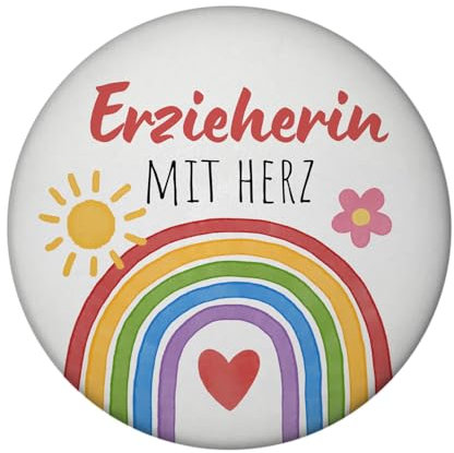 Regenbogen Magnet rund mit Spruch Erzieherin mit Herz Kita Kindergarten Kinder Danke bunt Abschied Abschiedsgeschenk