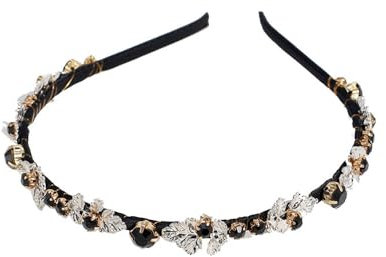 Qiwenr Bandeaux en Cristal Scintillant, Bandeau en Cristal, Bandeaux Strass, Cristal Strass Bandeau, Cristal Bande de Cheveux, Cerceau de Cheveux en Strass, Magnifique Couvre-Chef Pour Bal/Fête(Noir)
