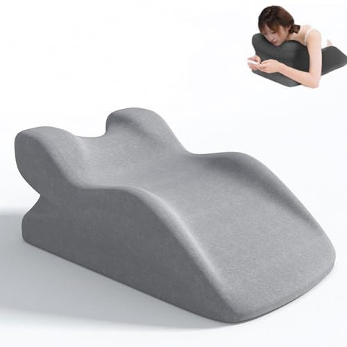 AHDFY Keilkissen zum Lesen, Bauchlage-Kissen, Gesichtskissen zum Schlafen, Bauchkissen, rutschfest, Memory Foam-Material, abnehmbare Kopfstütze, Dunkelgrau,Light Gray