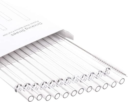 DAKOUFISH 13 Inch Clear Reusable Plastic Replacement Drinking Straws Extra Long for 30oz & 40oz Mason Jar Tumblers,Set of 12 Pcs Straws with Cleaning Brush (13inch,Clear)