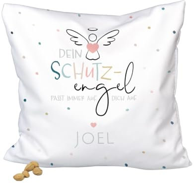 ORWO personalisiertes Kirschkernkissen mit Namen | 20 x 20 cm | Wärmekissen mit Foto | Made in Germany | weiches Satingewebe | beidseitig bedruckt | Mikrowelle | hautfreundlich (Schutzengel)