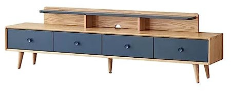 YCCHAH TV-Ständer mit Stauraum mit 4 Schubladen, TV-Schrank, Wohnzimmer, Unterhaltungszentrum, modern, minimalistisch, Doppelregal, Regal, Spind, TV-Ständer für Wohnzimmer (M-180 cm)