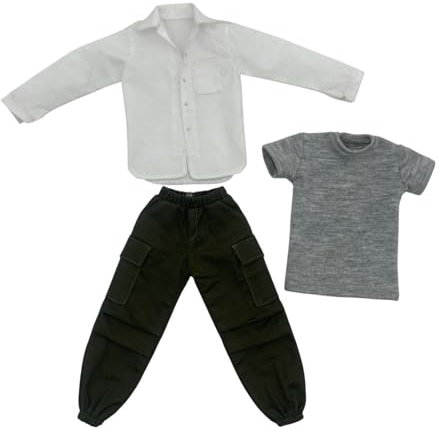 Fenteer 3 x 1/6 männliche Kleidung, Anzug, Puppenkleidung, Kinder, Geschenke, Dekoration, Anzieh-Outfit, Kostüm für 12-Zoll-Actionfiguren, Weiß