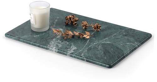 Cahzfie Luxuriöse Indien Naturmarmor Badezimmer Tablett, Marmortablett, Kerzentablett, Schmuckablage, Deko Tablett für Küchenspüle, Badezimmer, Arbeitsplatte, Schwämme, Kosmetik (Verde Alpi)