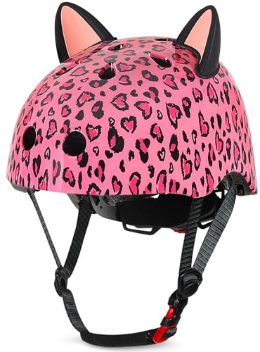 Kids Bike Helmet for Girls 3-5/5-8/8-14, Adjustable Helmet with DIY Cat Ears, Cute Toddler Youth Helmets for Skateboard Scooter Cycling Roller Skating