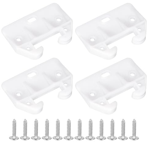 sourcing map 4 Stück Schubladenführungshalterungen, 5,9 x 4,1 cm, Kunststoff-Schubladenschiene, Möbel-Ersatzteil, Gleitschienen für Kommoden, Ställe und Schubladensysteme, Weiß