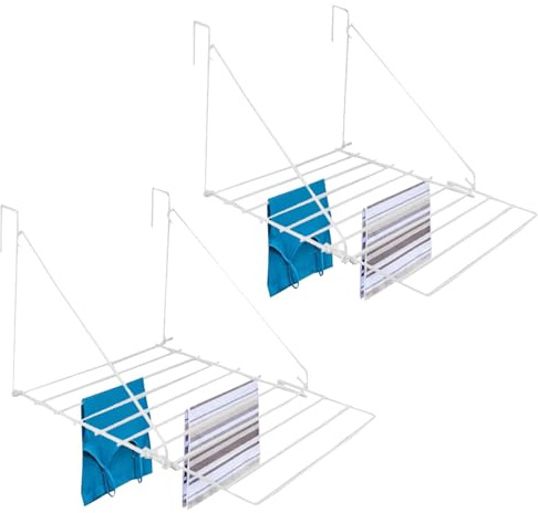 MURIEL BARGAINS Utility Airer – White Indoor Clothes Drying Rack – Wall-Mounted or Radiator Laundry Hanger for Towels & Small Garments – Strong & Compact Space-Saving Drying Solution for Home Use (2)