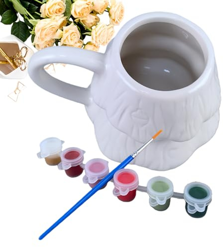 keloppasit White Ceramic Mugs for Crafts | 1 Set Arts Activities | Christmas Ceramic to Paint Color Your Own Mugs,for Festive Holiday Kids Adults Birthday Party Favors Home School