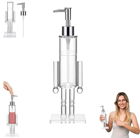 Clear Acrylic Nutcracker Soap Dispenser Christmas Nutcracker-Soap Bottle Dispensers Shower Washing Up Liquid Glass Nutcracker Refillable Hand Soaps Dispenser Pump for Kitchen Bathroom (Small)