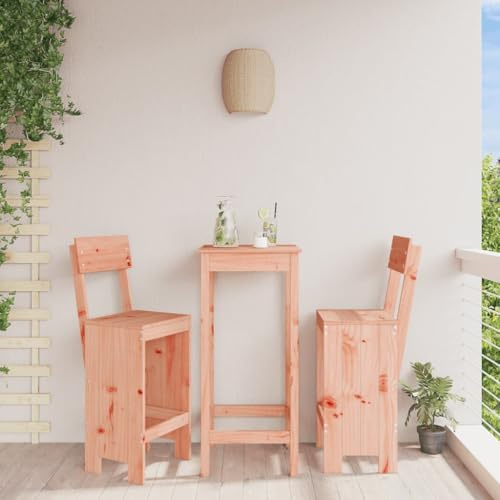 IBUQDDV Barhocker aus Massivholz Kiefernholz 2 Stück mit Rückenlehne und Fußstütze für Terrasse Balkon Outdoor Gartenmöbel Sitzhöhe 75 cm Rustikale Design