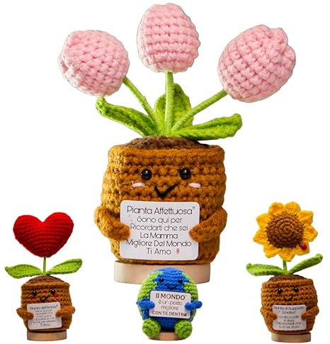 TerraDesign® | Tulipani Finti Decorativi | Regalo Compleanno e Festa Mamma | Pianta Artificiale interno | Idea Sorpresa Ti Amo da Papà Figli | Fiori Rosa Neo Futura Mammina | Emozione Donna Moglie Nonna