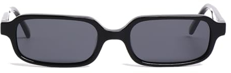 Liora Emilia Sonnenbrille Rechteckig Schwarz Schmaler Acetat-Rahmen 90er-Jahre Retro Unisex Polarisierte Gläser UV400 100% UVA/UVB Schutz mit Premium