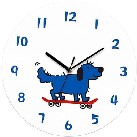 Colcolo Hunde-Wanduhr, kreative, niedliche, geräuschlose Dekouhr für Wohnzimmer, Inneneinrichtung, Einzugsgeschenk, 20 cm