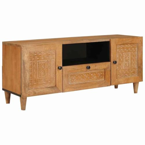 Ordellia Mobile TV basso in legno marrone chiaro, 105 x 33 x 46 cm, con cassetto e 1 ripiano, mobile TV per arredamento del soggiorno, spazio e gestione dei cavi