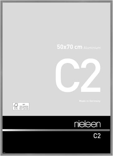 nielsen Bilderrahmen, 50 x 70 cm, Aluminium, Grau matt, Posterrahmen zum Aufhängen im Hoch- & Querformat, Echtglas, C2