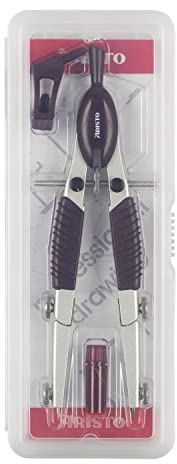 Aristo AR55782 TopLine Schnellverstellzirkel (2 patentierte Gelenke, max. Durchmesser der Zeichenkreise 370mm, inkl. Adapter & Zirkel Ersatzminen) grau weinrot