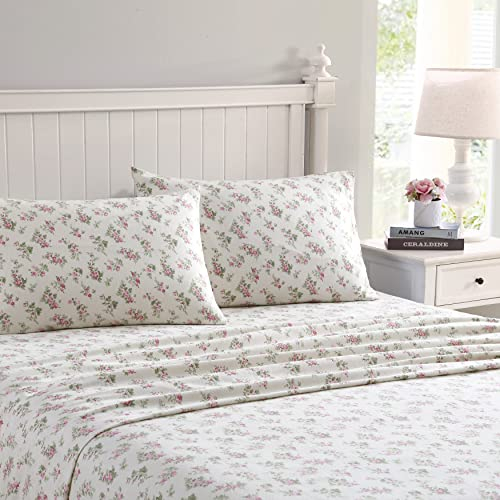 Laura Ashley de Franela Juego de sábanas, Audrey Pink, Matrimonio Doble