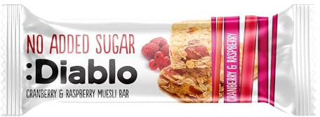 Diablo Cranberry & Raspberry Muesli Bar – No Added Sugar Healthy Snacks Breakfast Bar Sweetened with Maltitol, Low Sugar Snacks Food Great for Gifting, Work, School, or Travel – 30g (Pack of 1)