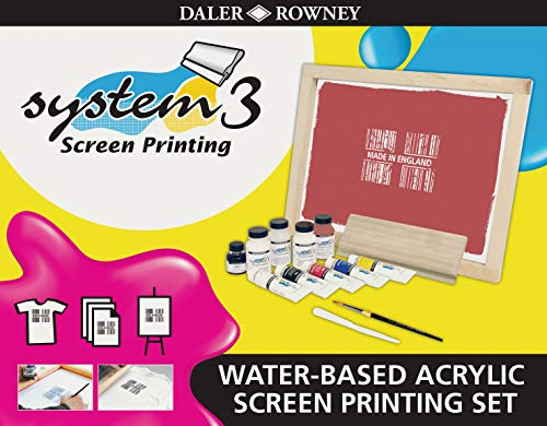 Daler-Rowney System3 Water-Based Screen Printing Introductory/Beginners Set, Transparent Screen, Box Size 54.3cm x 42.3cm