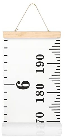 Mibote Baby Growth Height Chart Handing Ruler Wall Decor for Kids, Canvas Removable Height Growth Chart 79 x 7.9 (Black & White)