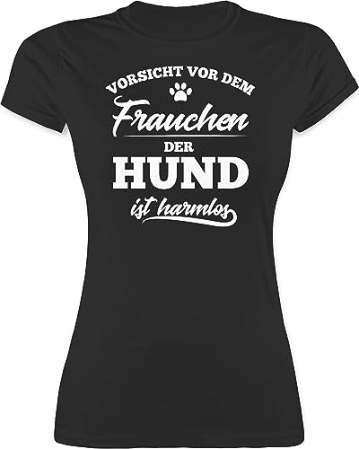 Shirtracer - Shirt Damen - Geschenk für Hundebesitzer - Vorsicht vor dem Frauchen der Hund ist harmlos
