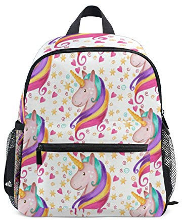 ISAOA Pink Unicorn Kinderrucksack für Mädchen, Kinderschultasche für Kindergarten Vorschule Kleinkind Baby Kinderzimmer Reisetasche mit Brustclip