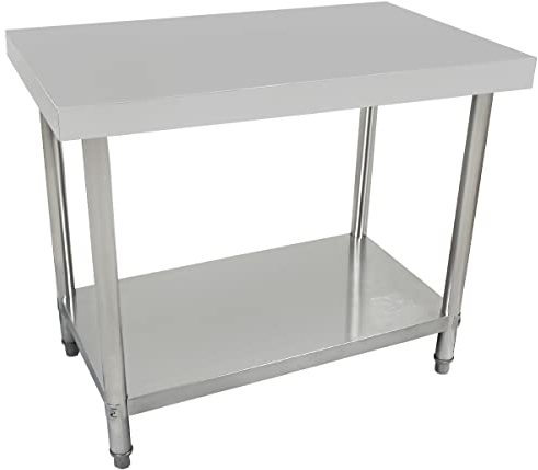 Beeketal 'BA100' Gastronomie Edelstahl Arbeitstisch 100 x 60 cm, Tisch bis 100 kg belastbar, Profi Gastro Küchentisch mit extra großer unteren Ablagefläche und justierbaren Stellfüßen
