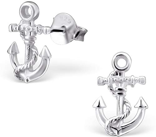 Monkimau Damen Ohrringe Anker Ohrstecker aus 925 Sterling Silver echt Silber mit Tau