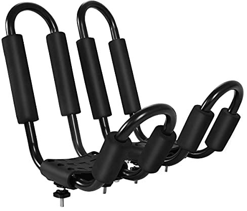 COSTWAY Set de 4 Soporte para Kayak en Coche Barras Rack de Kayak Transporte con 4 Correa de Seguridad