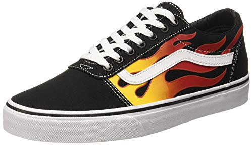 Vans Old Skool Ward Flame Sneaker Schuhe Herren Rot Schwarz, Flamme Schwarz Weiß, 43 EU