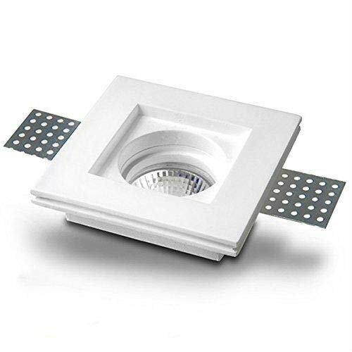 Tecno&Led® - Porte spot en plâtre céramique carré peint slim 10 x 10 cm avec fer ferme spot + culot GU10 pour spot