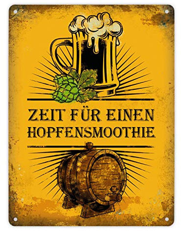 Metallschild XL mit Spruch: Zeit für einen Hopfensmoothie