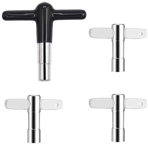 EASTROCK Clés d'Accordage de Batterie lot de 4,Clés de Tambour 1 Z et 3 T, Touche de Batterie Standard d'Acier Chromé, Clé D'accord De Universelle pour Percussion Batterie à mouvement continu (Noir)