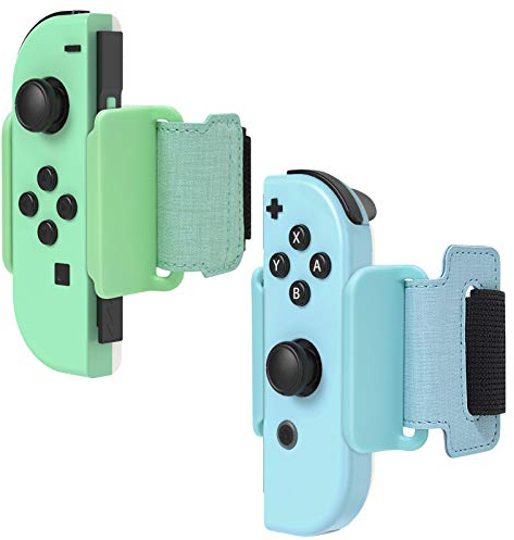 FYOUNG Armbänder für Just Dance 2025 2024 2023 2022/ für Zumba, 2 Pack Verstellbare Elastische Armband für Zumba kompatibel mit Nintendo Switch/Switch OLED - Hellblau/Grün