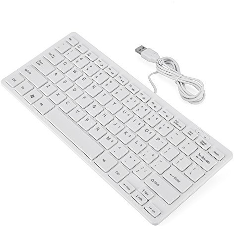 Teclado Gaming Portátil Ultra-Delgado Teclado de Juegos con USB Cable Mini Computadora Teclado Ergonómico con 78 Llaves para Windows/Desktop/Laptop/PC, Plug and Play & Impermeable(Blanco)
