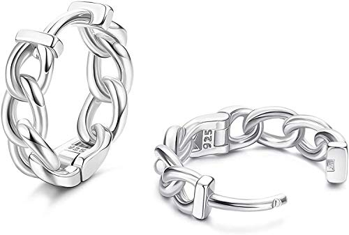 Milacolato Ohrringe Silber 925 Creolen Klein 18 Karat Gold/Weißgold Plattierte Bordsteinkette Huggie Hängend Creolen Kleine Knorpel Ohrringe für Damen