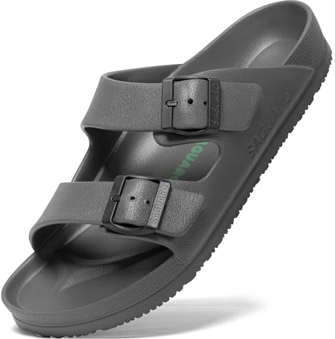 SAGUARO Pantofole de Spiaggia per Uomo Leggero Traspirante Ciabatte da Bagno Donna Antiscivolo Sandali Piscina Estate Casa Slippers, Clog Grigio Scuro 45