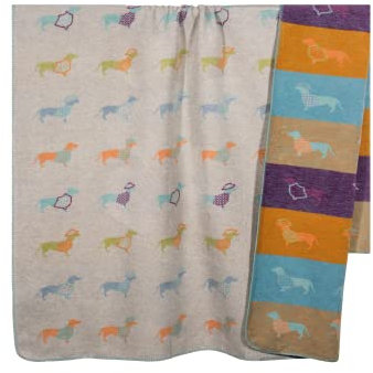 PAD - Dackel - Hund - Decke - Kuscheldecke - Bunt - Multicolor - 150 x 200 cm - Wendedecke - Material: 60% Baumwolle, 40% Polyacryl