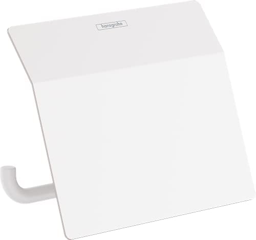 hansgrohe AddStoris - Toilettenpapierhalter mit Deckel, Klopapierhalter für Wandmontage, Klorollenhalter, verdeckte Befestigung, Badezimmer Zubehör, Mattweiß, 41753700