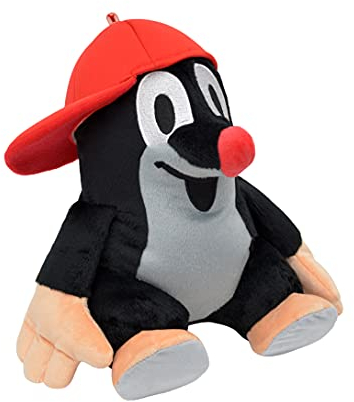 Zdeněk Miler Plüschtier Kuscheltier 31 cm Original Der Kleine Maulwurf mit Rot Baseballmütze, Sitzend Stofftier Schmusetier für Kinder Baby Jungen Mädchen