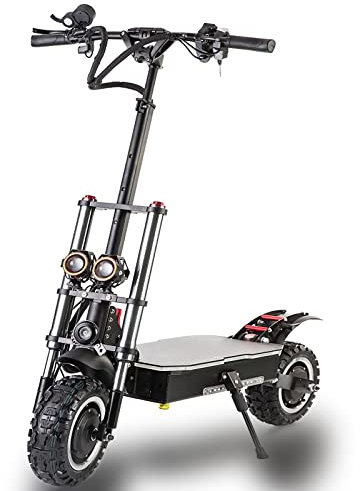 HWWH Electric Scooter Adult Fast High Power Dual Motor Folding Off Road E Scooter 11in Vacuum Tires Dual Suspension Disc Brake 60V 35Ah Lithium Battery Max Endurance 100km