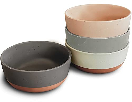 Set of 4 Porcelain Bowls, 25oz - Microwave, Dishwasher & Oven Safe for Soup, Cereal, etc.