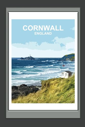 Cornwall Notebook: Blank lined Notebook, Journal, Gift Book ( British Places and Landscapes ) Travel Poster design