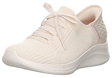 Skechers Ultra Flex 3.0 Brilliant Path, Sneaker Donna, Natural Knit Periwinkle Trim, 39.5 EU