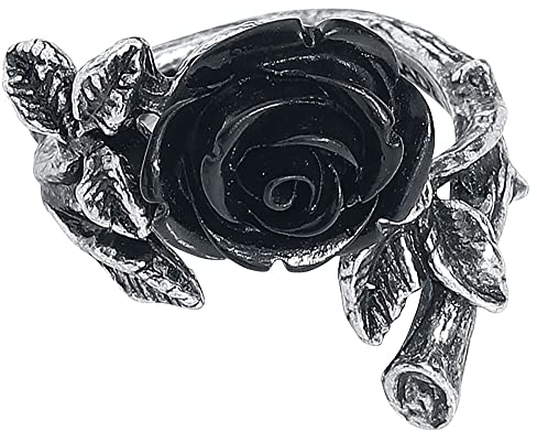 Alchemy Gothic Wild Black Rose Ring Frauen Ring silberfarben S-M Hartzinn Geschenke, Gothic